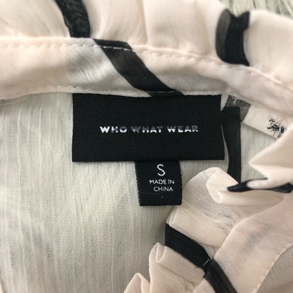 WHO WHAT WEAR CREAM SHEER RUFFLE TRIM BLOUSE - Picture 6 of 7